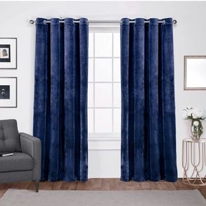 Velvet Heavyweight Light Filtering Grommet Top Curtain Panel Pair